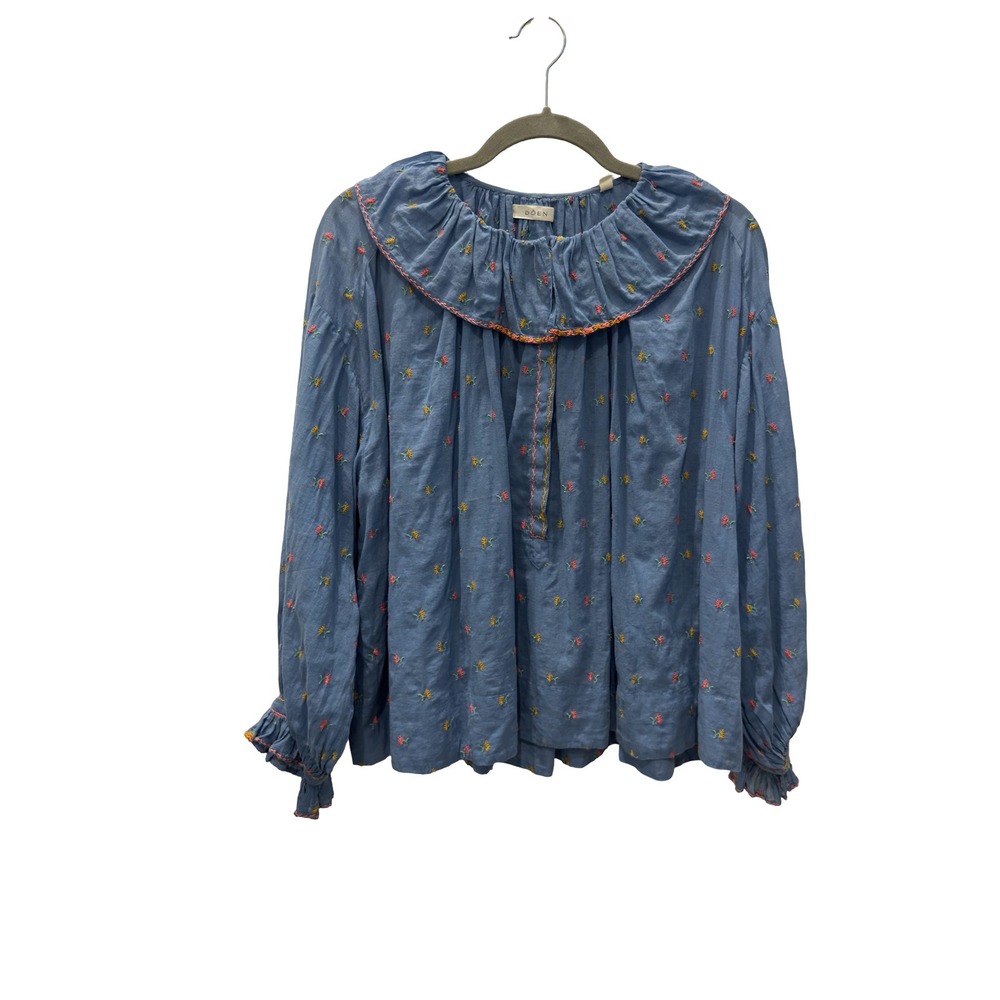 DOEN Ethel Floral Embroidered Ruffle Collar Blouse